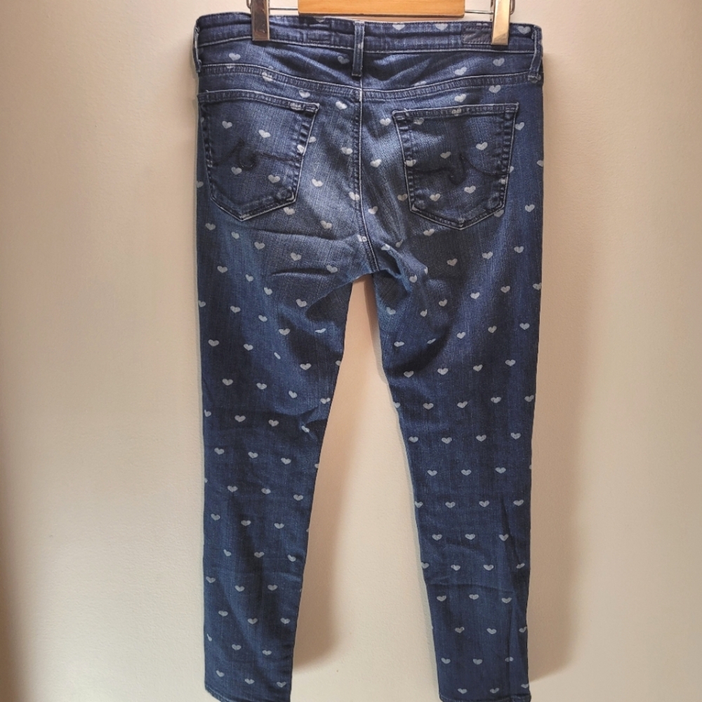 Adriano Goldschmied The Stevie Ankle Slim Straight Leg Hearts Print Jeans - 30R - Picture 2 of 7